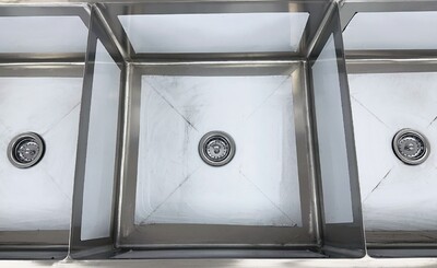 NSF 78 ins SS Three Compartment Sink two faucetsS3C242412-318