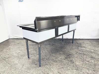 NSF 78 ins SS Three Compartment Sink two faucetsS3C242412-318