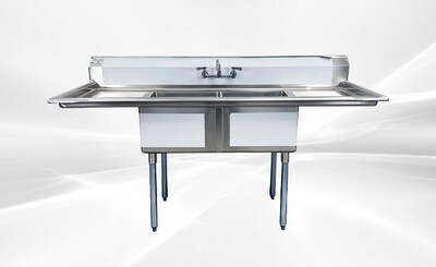 Two Compartment Bar Sink 72 ins  Faucet NSF S2C181812-18LR-318