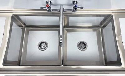 Two Compartment Bar Sink 72 ins  Faucet NSF S2C181812-18LR-318