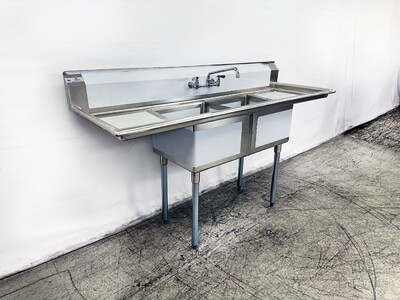 Two Compartment Bar Sink 72 ins  Faucet NSF S2C181812-18LR-318