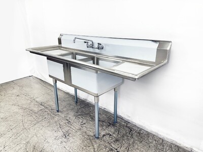 Two Compartment Bar Sink 72 ins  Faucet NSF S2C181812-18LR-318