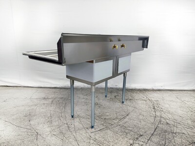 Two Compartment Bar Sink 72 ins  Faucet NSF S2C181812-18LR-318