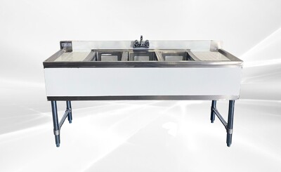 NSF 60 ins 3 Compartment Bar Sink with Faucet BAR-3B1860-12LR
