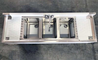 NSF 60 ins 3 Compartment Bar Sink with Faucet BAR-3B1860-12LR