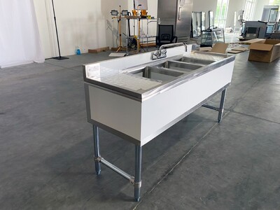 NSF 60 ins 3 Compartment Bar Sink with Faucet BAR-3B1860-12LR