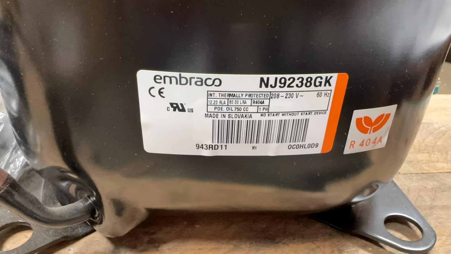 [Parts] BLF2080 220V R404 Compressor NJ9238GK