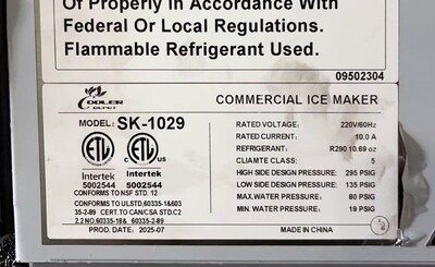 NSF 1000 LBS  Half Square Ice Maker Machine SK-1029+B445-ice bin
