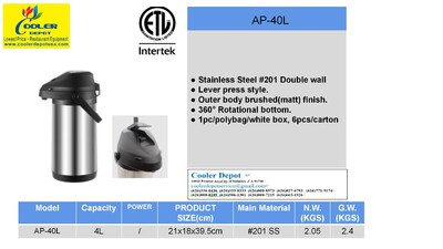 NSF 4.0L Stainless Steel Air Pressure Kettle Button Airpot AP-40