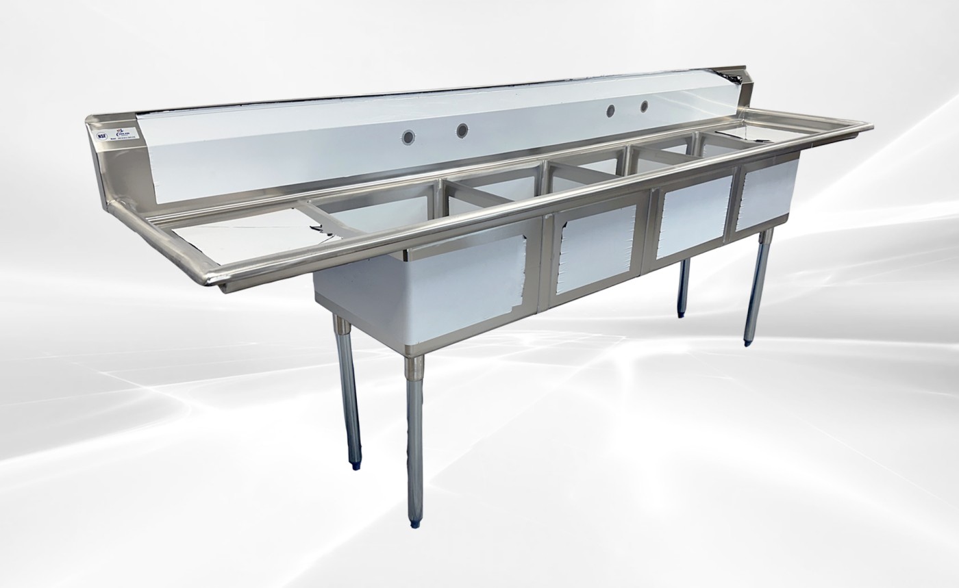 NSF 108 ins 4 Compartment Sink Two Faucets S4C181812-18LR-318