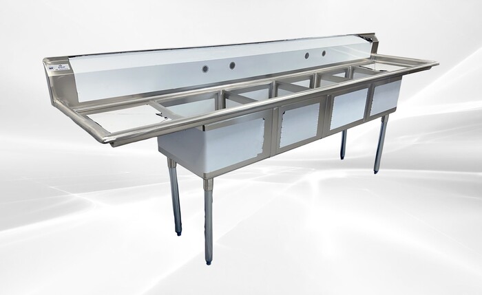 NSF 108 ins 4 Compartment Sink Two Faucets S4C181812-18LR-318