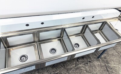 NSF 108 ins 4 Compartment Sink Two Faucets S4C181812-18LR-318