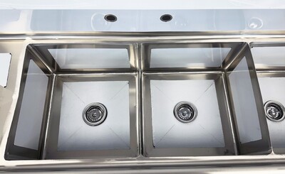 NSF 108 ins 4 Compartment Sink Two Faucets S4C181812-18LR-318