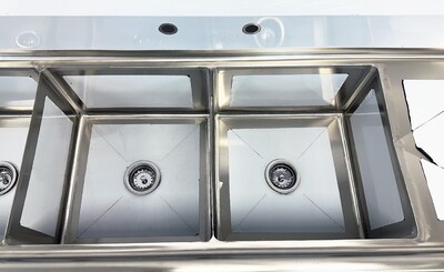 NSF 108 ins 4 Compartment Sink Two Faucets S4C181812-18LR-318