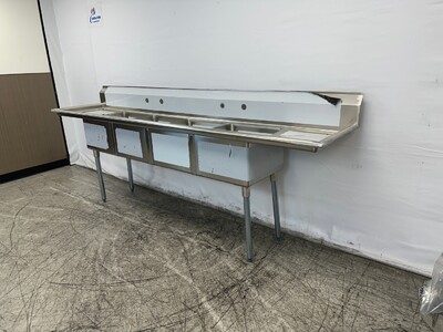 NSF 108 ins 4 Compartment Sink Two Faucets S4C181812-18LR-318