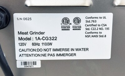 NSF 1100W Commercial Stainless Steel Meat Grinder 1A-CG322