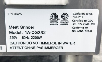NSF 2200W Commercial Stainless Steel Meat Grinder 1A-CG332