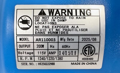 NSF Water Floor Blower Air Mover Blower Fan 800CFM AR11003