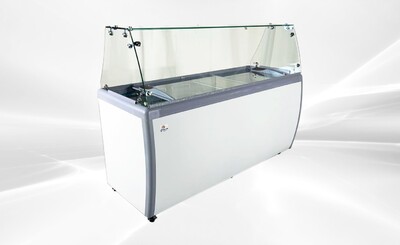 NSF 71 ins Dipping Cabinet RI-560DC With Flat Glass Sneeze Guard