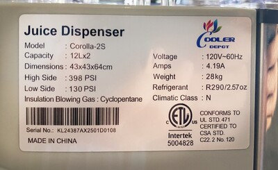NSF Beverage Dispenser juices Drink Machine Corolla-2S