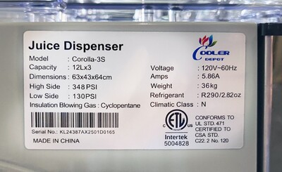 NSF Beverage Dispenser juices Drink Machine Corolla-3S