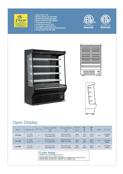 NSF 51 ins open air display case refrigerator CF-1315