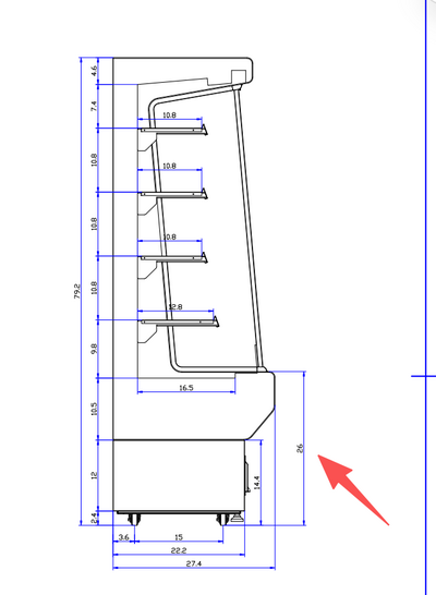 NSF 76 ins open air display case refrigerator 220v CF-1940