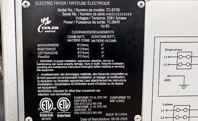 NSF 50LBS Electric Deep Fryer Three Phases  208V TC-EF50