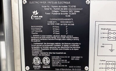 NSF 50LBS Electric Deep Fryer single phase 240 VTC-EF50