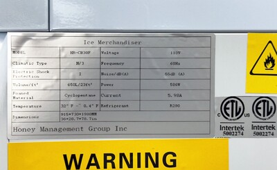 NSF Ice Merchandiser One Door Ice Storage  100 bags HR-CB30F