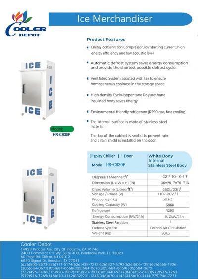 NSF Ice Merchandiser One Door Ice Storage  100 bags HR-CB30F