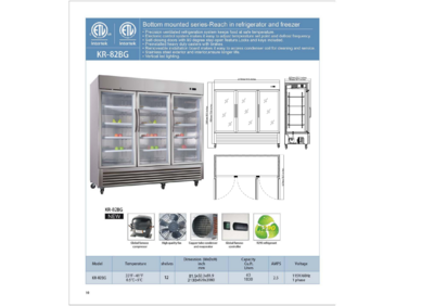 NSF Commercial 3 Door Stainless Steel Refrigerator KR-82BG1