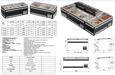 NSF 83 inches Frozen Meat Food Display Freezer HR-C2100