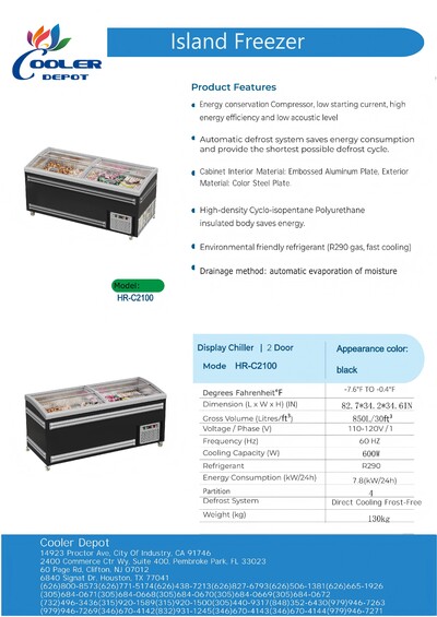 NSF 83 inches Frozen Meat Food Display Freezer HR-C2100
