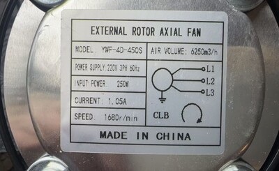 [Parts] HGZ800S/1000S 3PH External rotor Axial Fan YWF-4D-450S