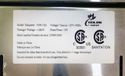 NSF Panini Sandwich Contact Grill Top And Lower Flat PG811EB