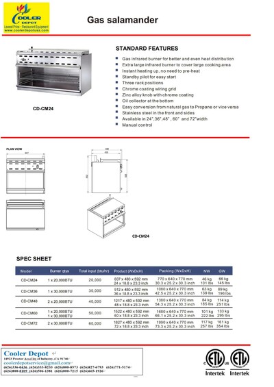 NSF 24 ins Gas cheesemelter broiler CD-CM24