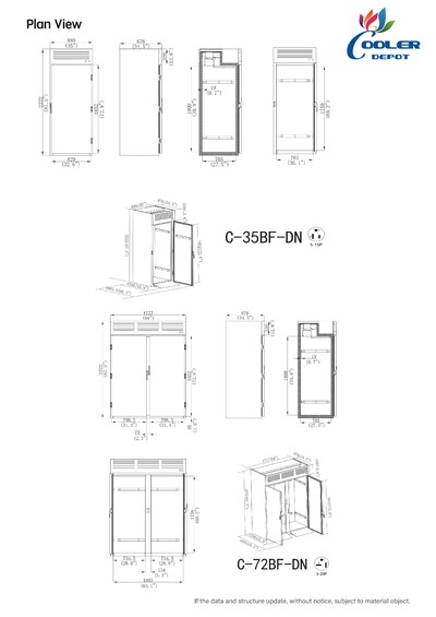 NSF ROLL-IN  Stainless Steel Freezer 2 Door C-72BF-DN
