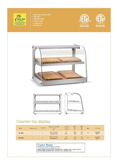 NSF Bakery Display Case Commercial Countertop  ZW-150R-P