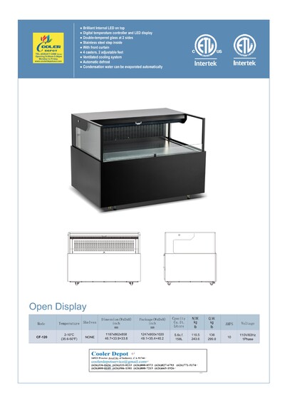 NSF 47 Ins Open Air Display Case Refrigerator CF-120