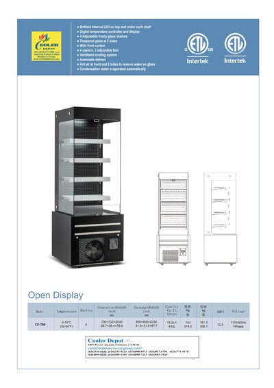 29 in Vertical Open Air Display Merchandisers NSF CF-700