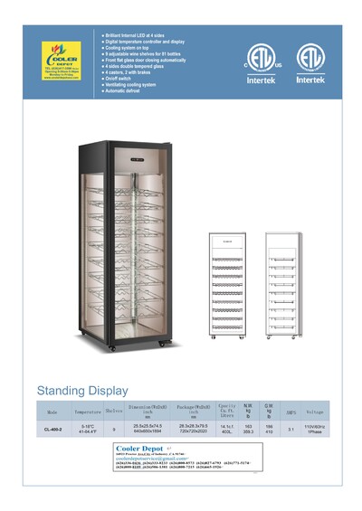 NSF 4 side Glass Merchandiser Refrigerator LED Lighting CL-400-2