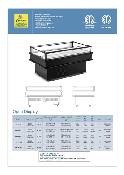 NSF 49 Ins Open Air Display Case Refrigerator CM-1200C