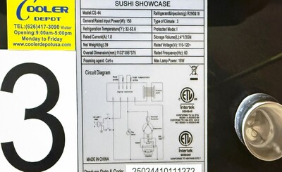 NSF 44 Ins Refrigerated Display Case sushi refrigerator CS-44
