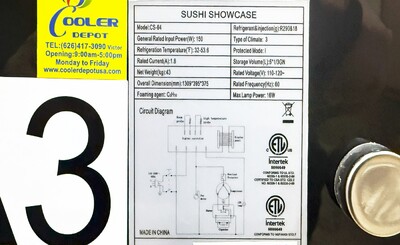 NSF 52 Ins Refrigerated Display Case sushi refrigerator CS-64