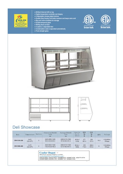 NSF 95 inches seafood raw meat Refrigerated Case CW-1318-350