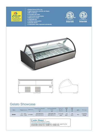 NSF Gelato case Dipping Freezer Ice Cream Cabinet DW-8R