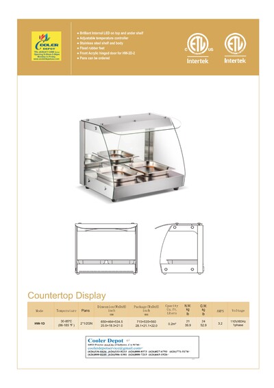 NSF Warmer Countertop Display Cabinet Show Case HW-1D
