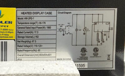 NSF Front Flip-down Glass Countertop Display Warmer HW-2PD-1