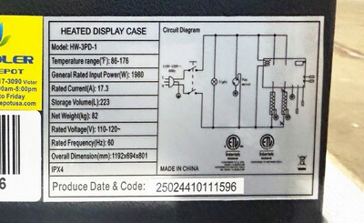 NSF Full Service Countertop Heated Display Case Warmer HW-3PD-1